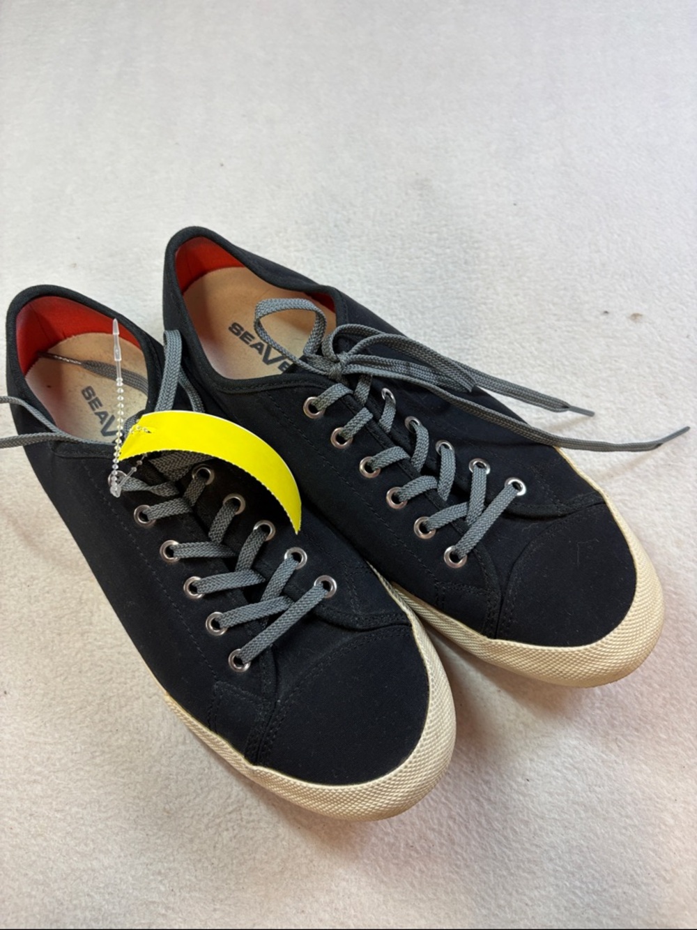SeaVees womens Black Canvas Sneakers with Cream Sole